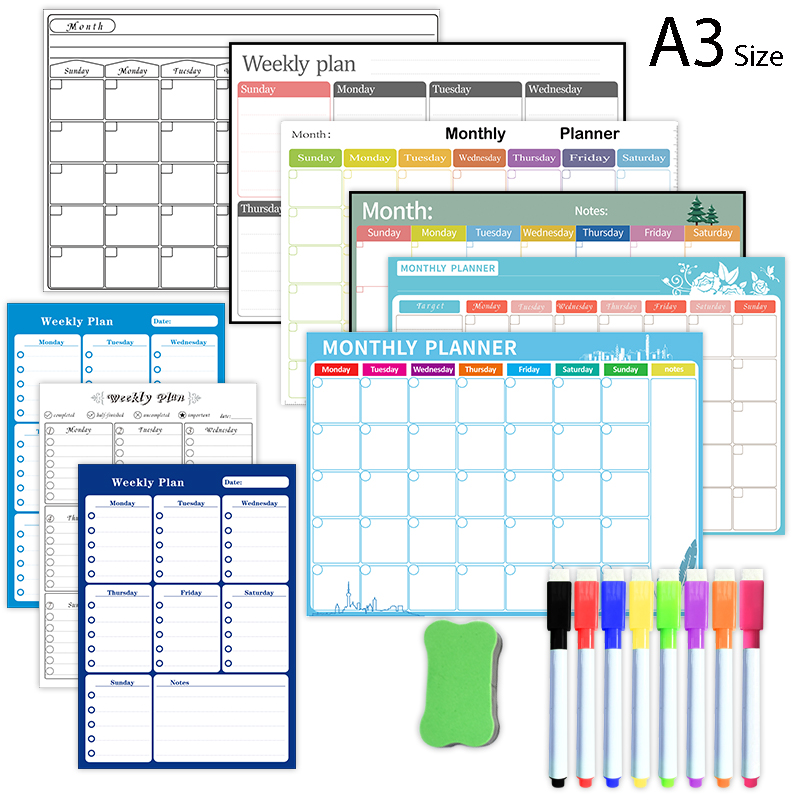 Meal Prep Planner - 마그네틱 주간 월간 플래너 캘린더 테이블