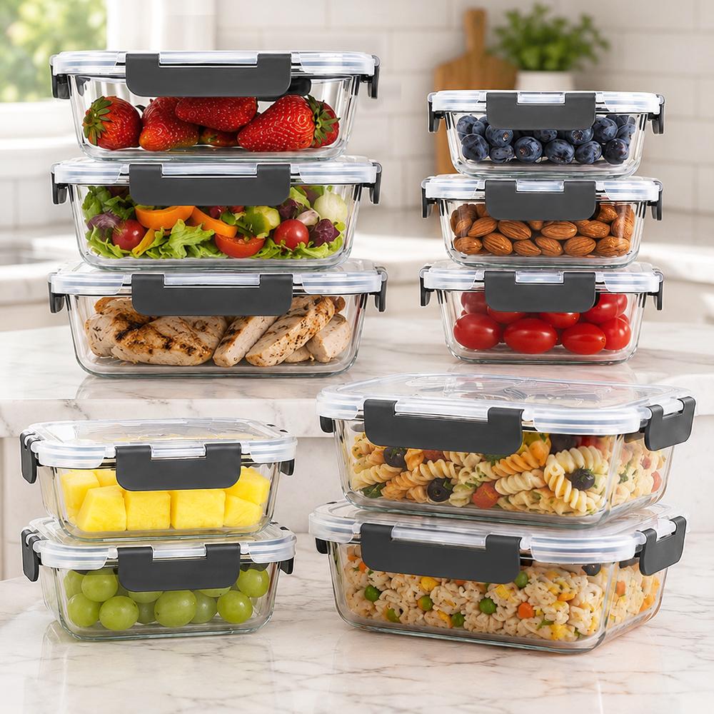 Meal Prep Kit - 유리 식품 보관 용기 세트 10개입,