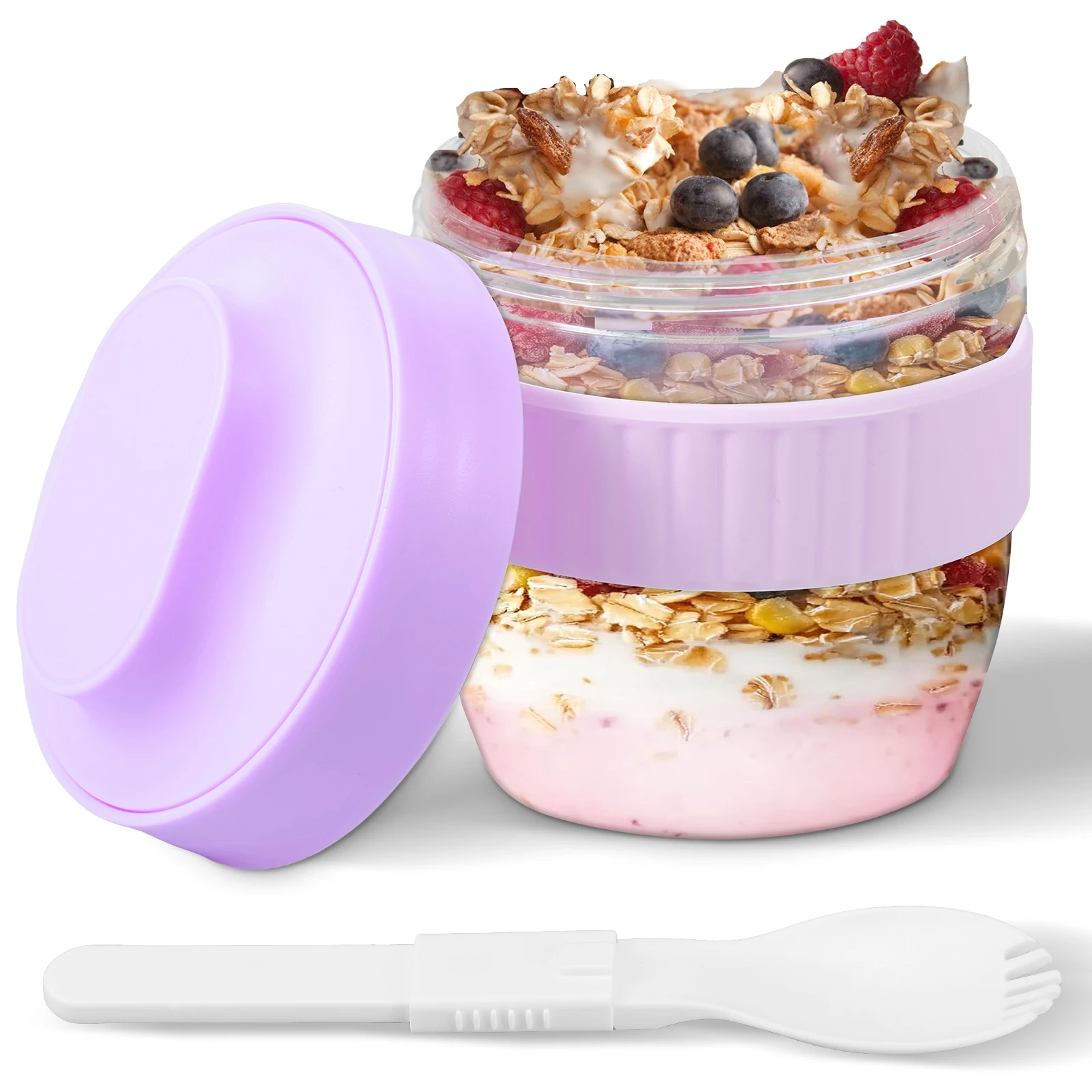 Meal Prep Oatmeal Jars - 이중 레이어 오버나이트 오트 컨테이너(뚜껑 및