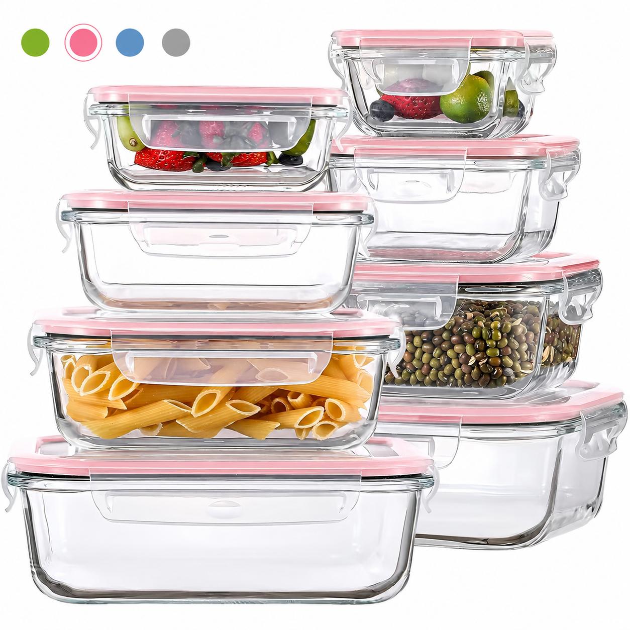Meal Prep Kit - 8/12개 세트의 적층 가능한 보로실리케이트 유리