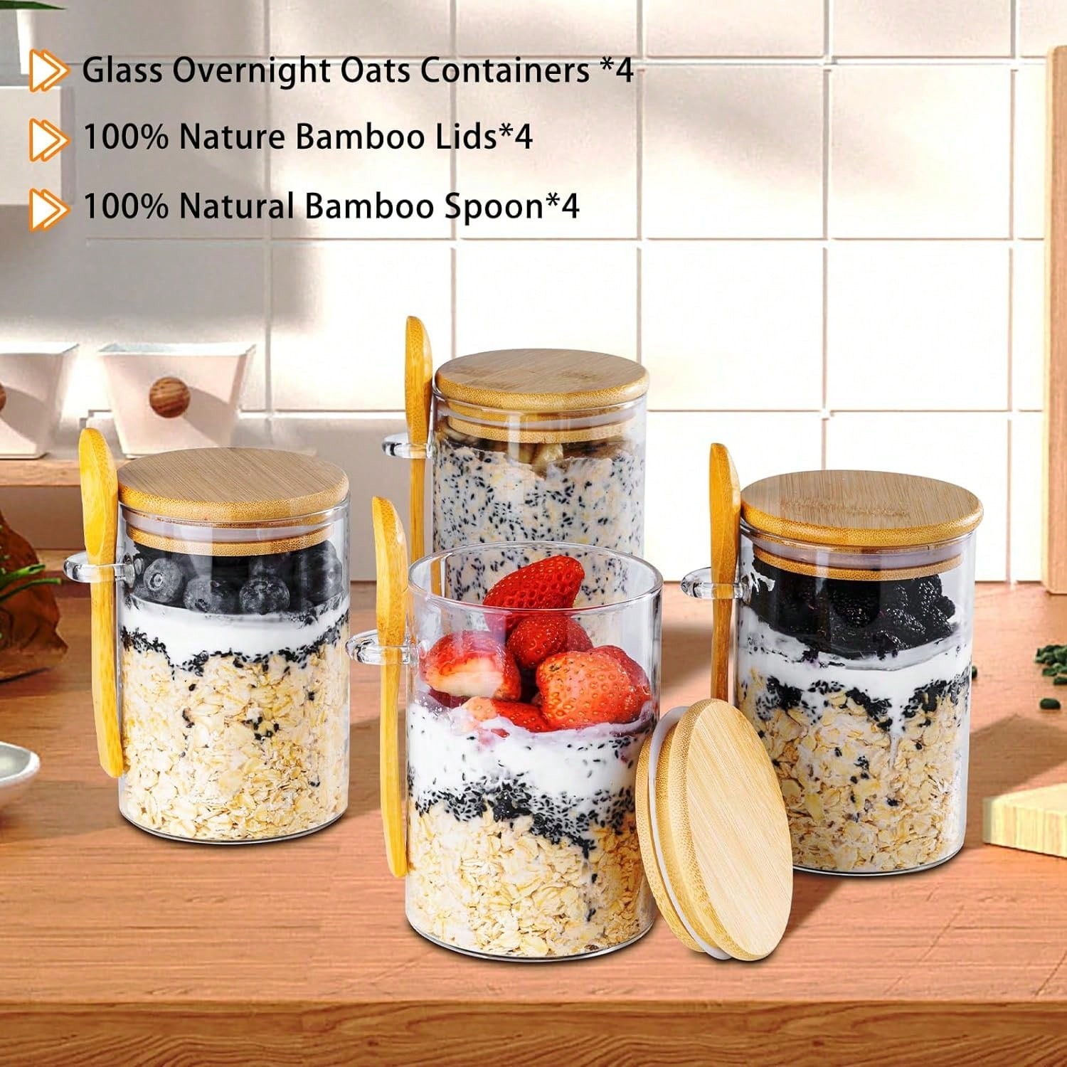 타이릭스마 오버나잇 오트밀 용기(뚜껑 포함), 16온스 - Meal Prep Oatmeal Jars 리뷰 및 가격