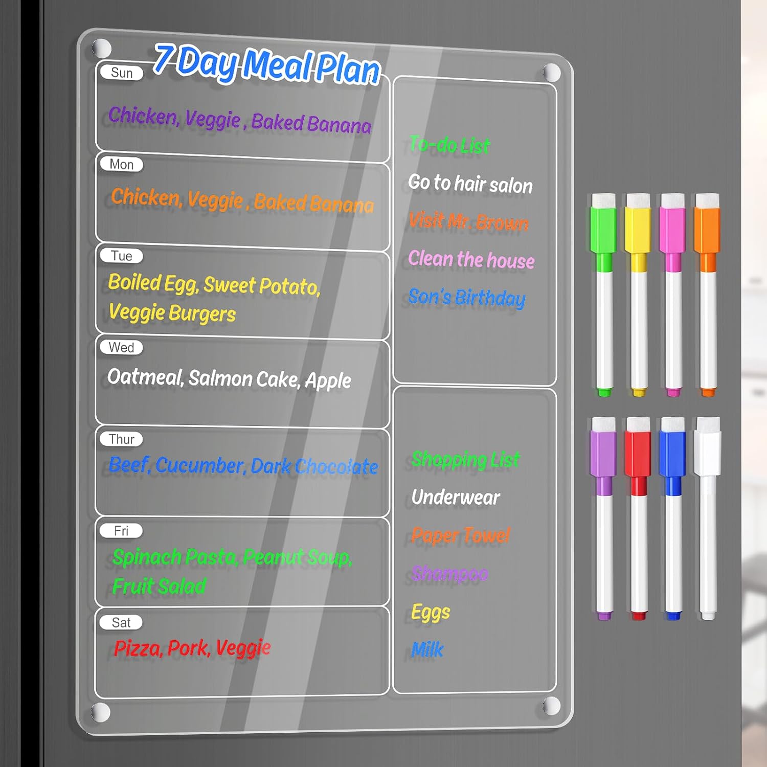 투명 아크릴 자석 냉장고 주간 식단 플래너 드라이 이레 - Meal Prep Planner 리뷰 및 가격
