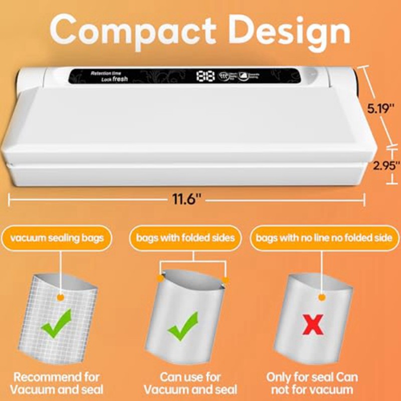 M10K 식품 진공 밀봉기, 75KPA 강력한 흡입력, - Meal Prep Vacuum Seal 리뷰 및 가격