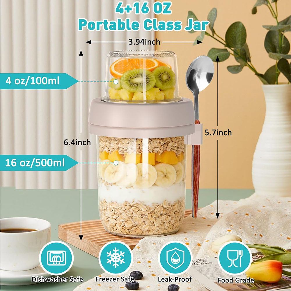 뚜껑과 스푼이 포함된 오버나이트 오트밀 용기, 건식과  - Meal Prep Oatmeal Jars 리뷰 및 가격