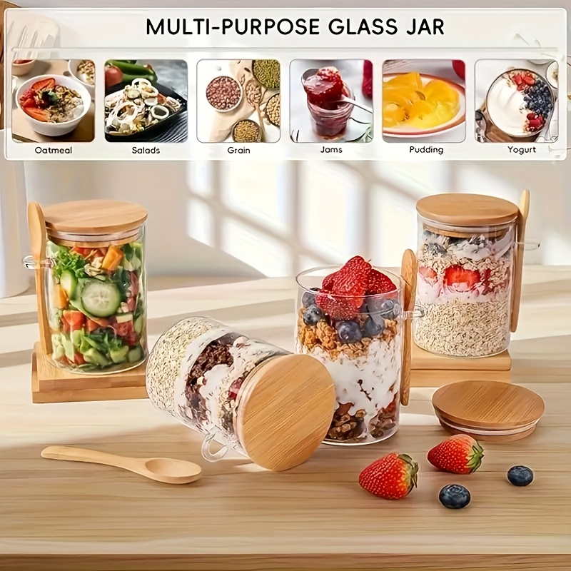 1/2/4/8개입 오트밀 유리컵 세트, 뚜껑과 스푼 포 - Meal Prep Oatmeal Jars 리뷰 및 가격