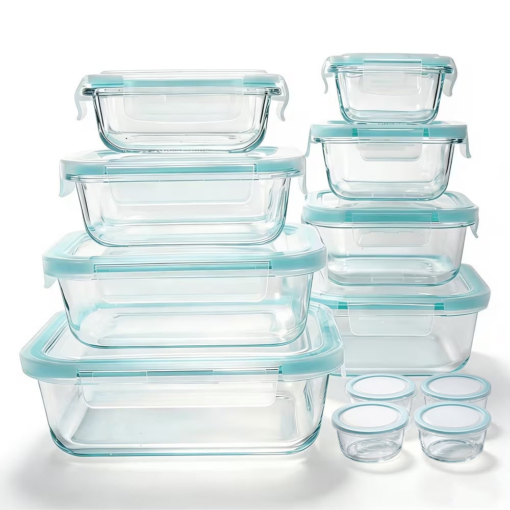 24개 유리 식품 보관 용기 세트, 모던한 투명 보로실 - Meal Prep Kit 리뷰 및 가격