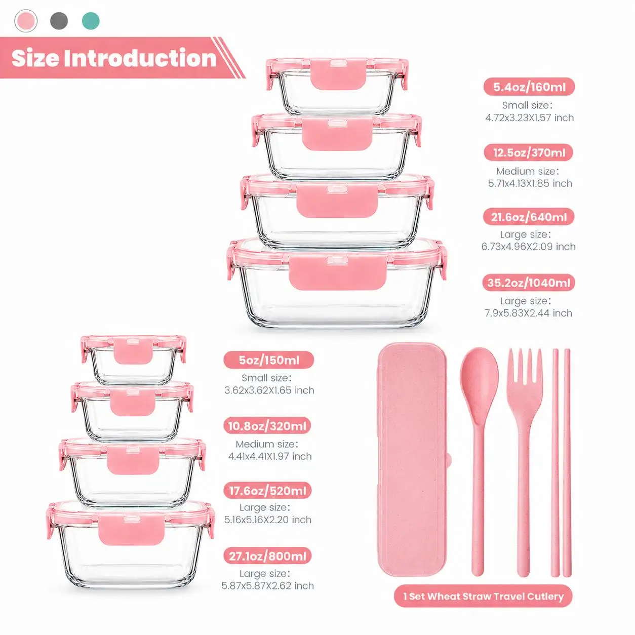 8/12개 세트의 적층 가능한 보로실리케이트 유리 식품 - Meal Prep Kit 리뷰 및 가격